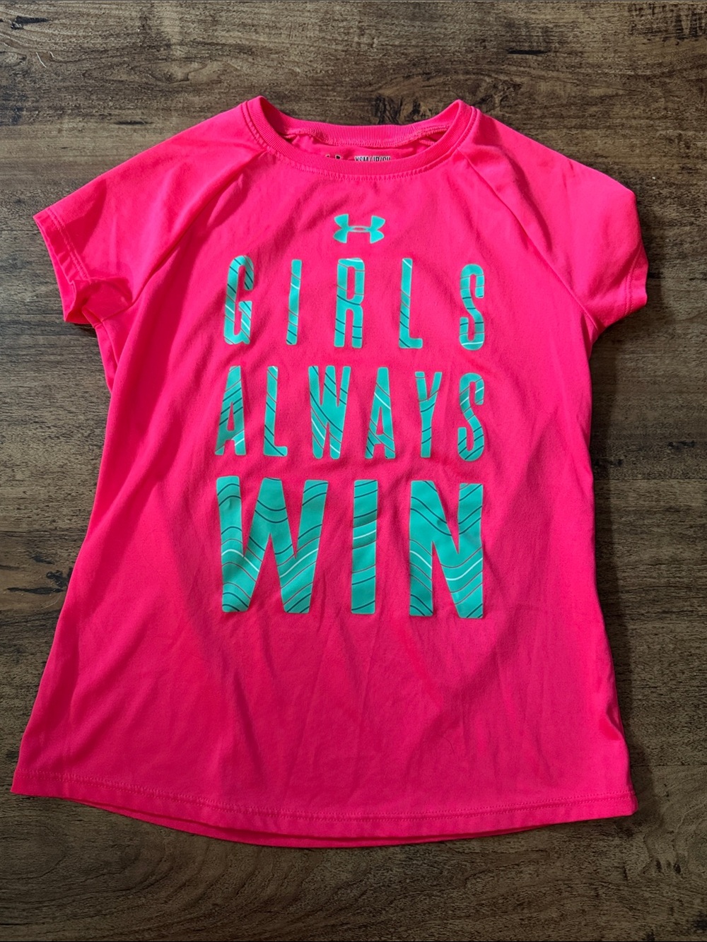 Under Armour Girls Hot Pink Tee with Teal Graphic